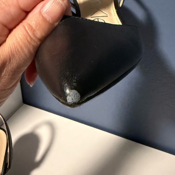 Calvin Klein Latin Pointed Toe Black Slingback Asymmetrical Strap Pumps - Picture 9 of 9